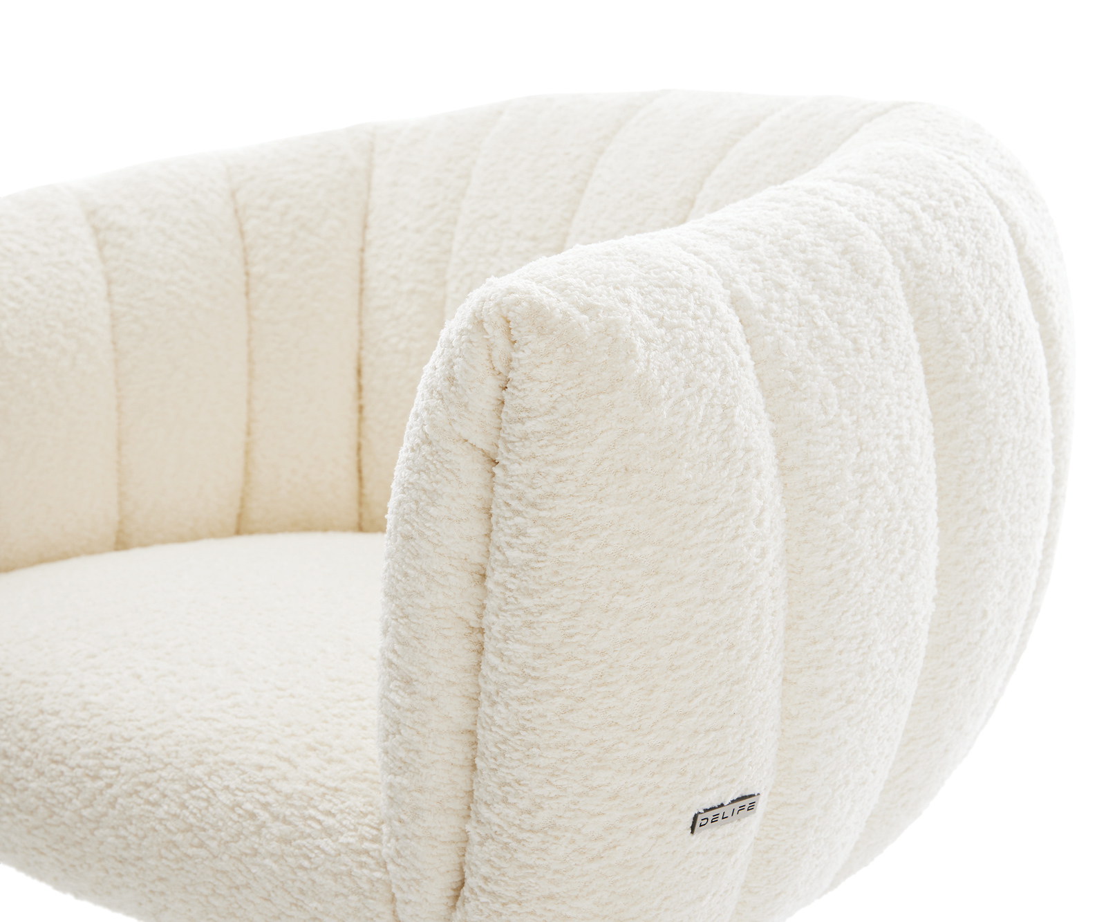 Jedálenská stolička Jada-Flex bouclé biela 4-nohá zúžená nerezová oceľ vrecková pružina - Image 4