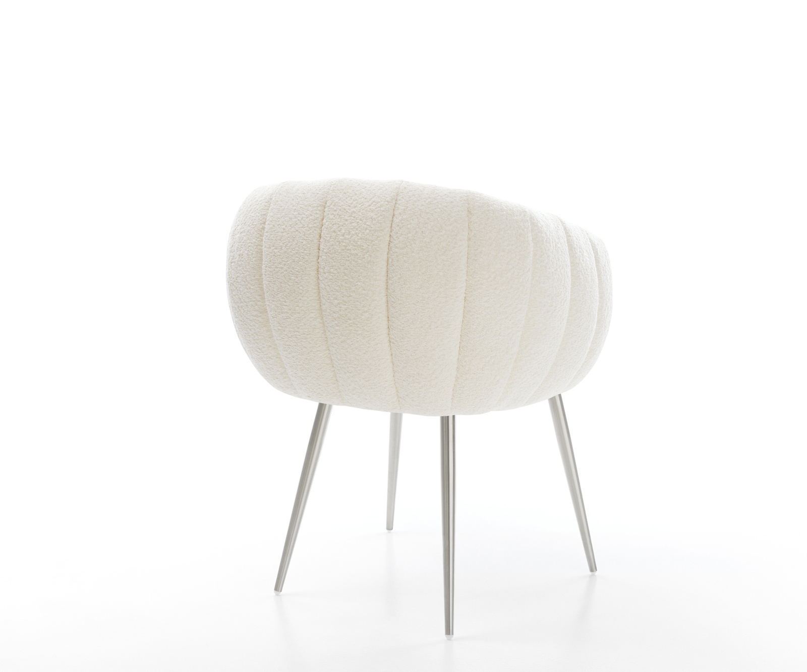 Jedálenská stolička Jada-Flex bouclé biela 4-nohá zúžená nerezová oceľ vrecková pružina - Image 5