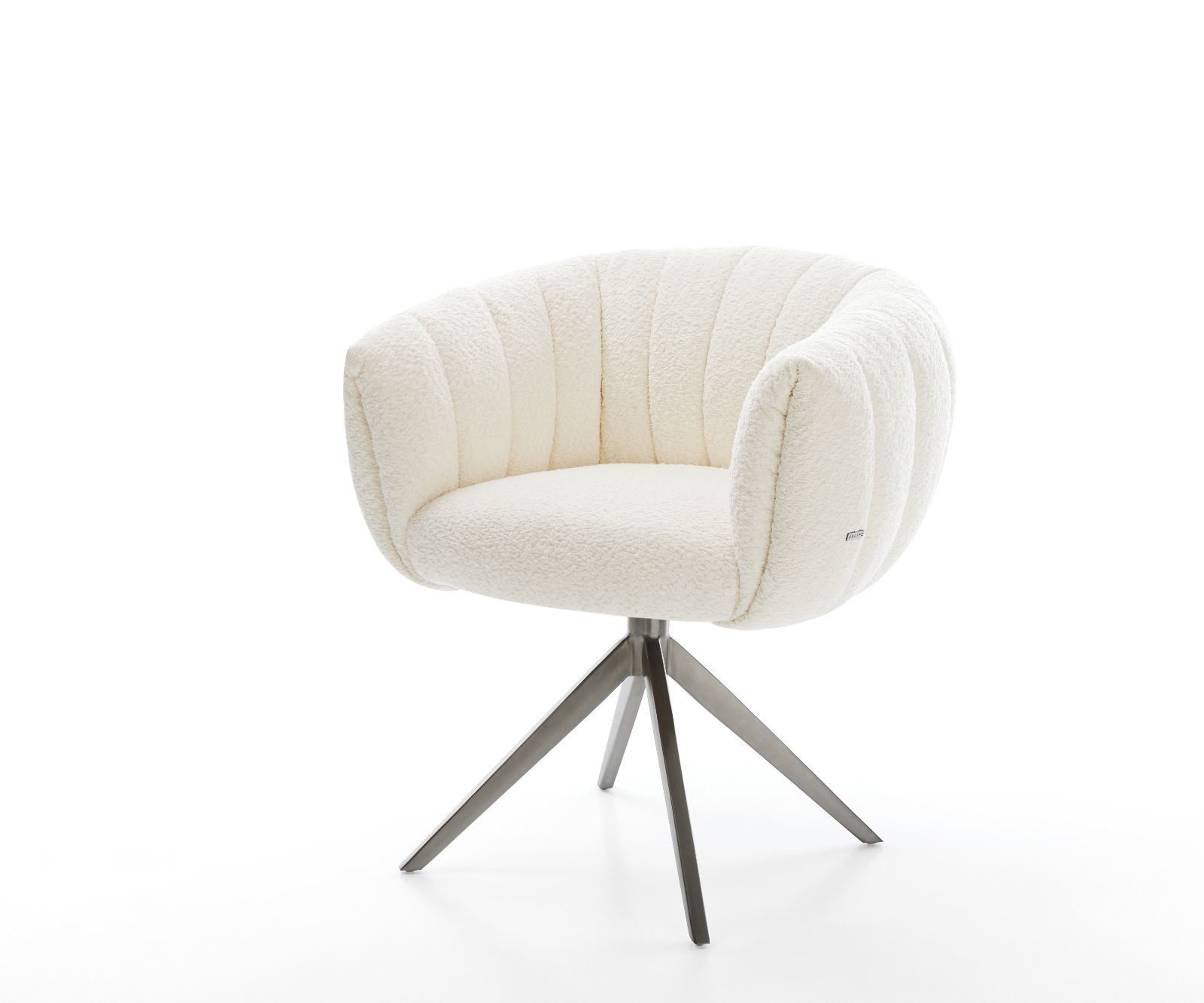 Jedálenská stolička Jada-Flex bouclé biela krížová podstava široká grafitová 360° otočná hojdacia funkcia vrecková pružina