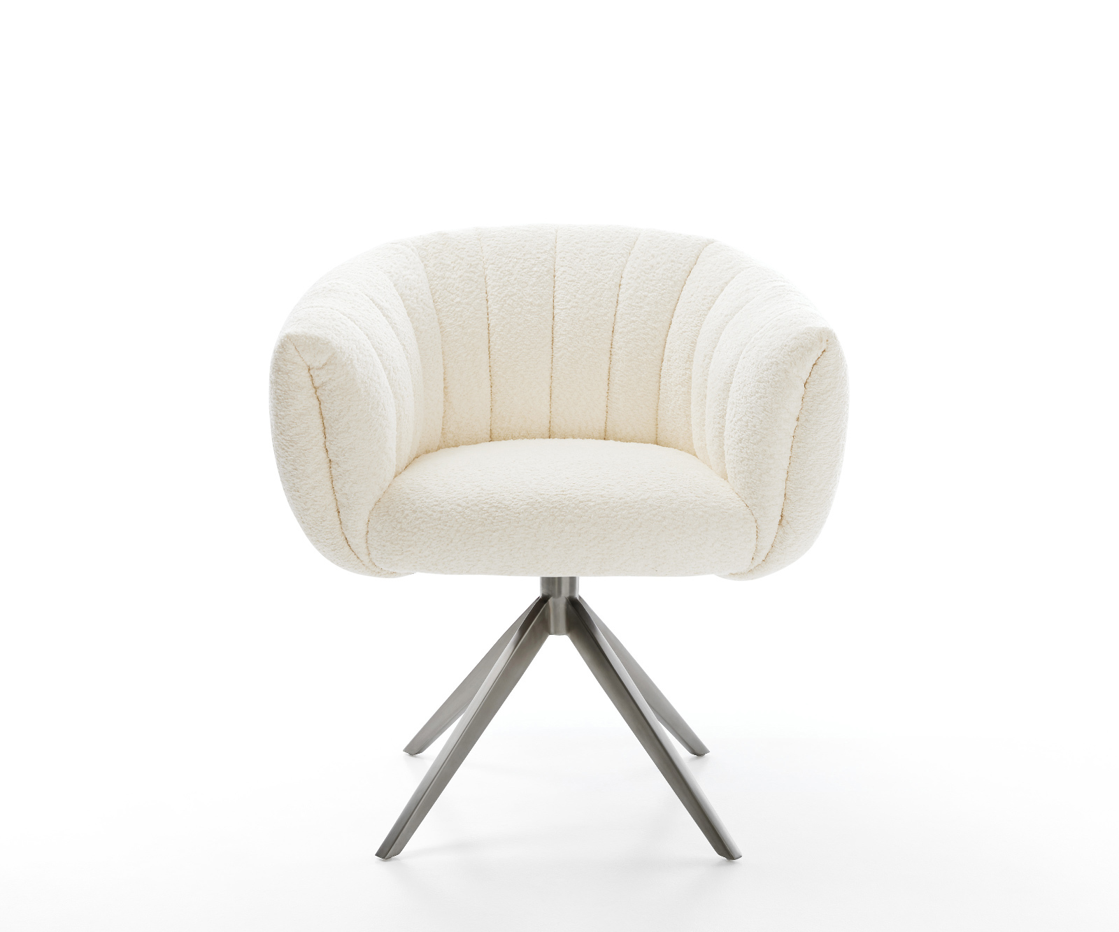 Jedálenská stolička Jada-Flex bouclé biela krížová podstava široká grafitová 360° otočná hojdacia funkcia vrecková pružina - Image 2