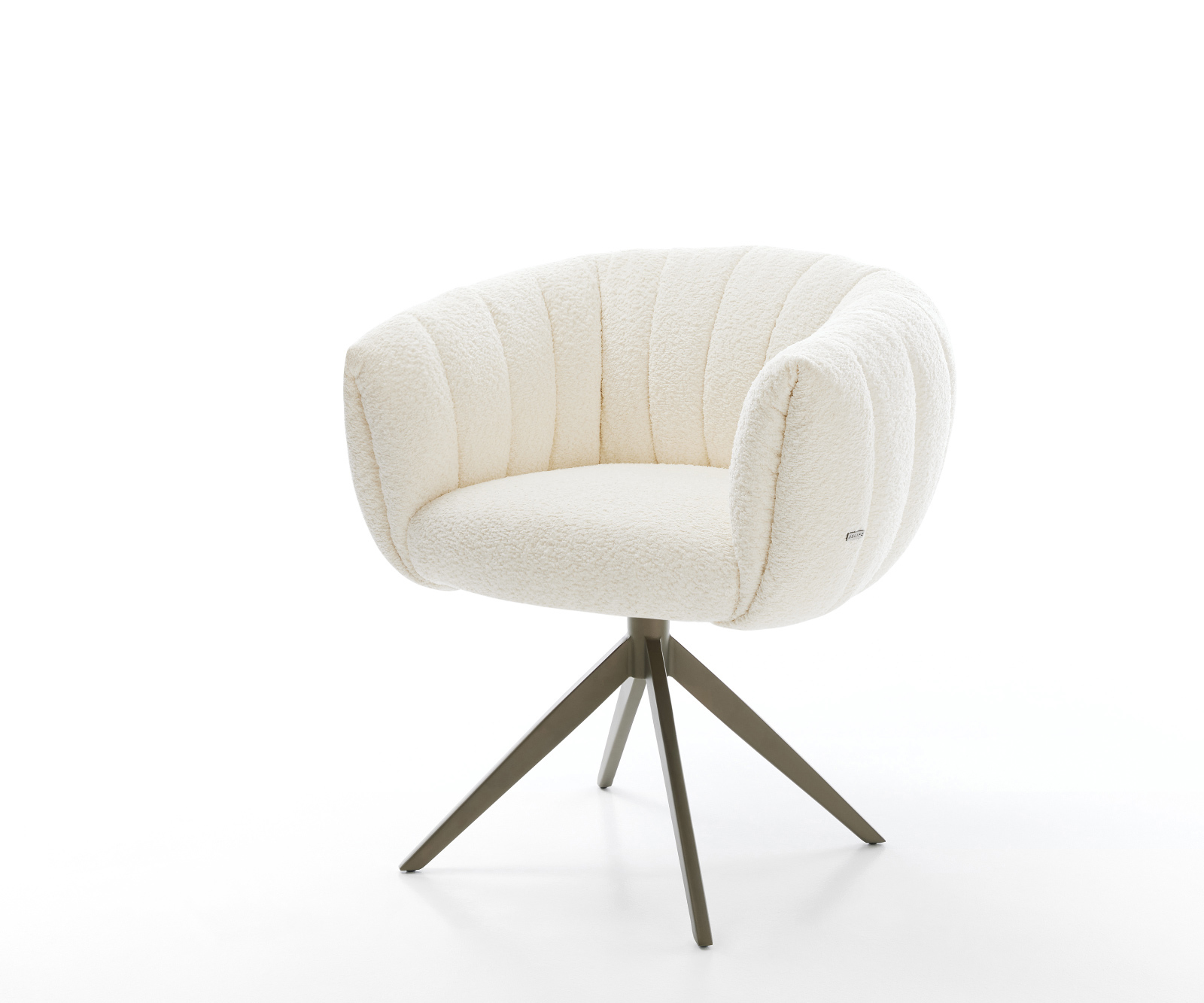 Jedálenská stolička Jada-Flex bouclé biela krížová podstava široká titánová farba 360° otočná hojdacia funkcia vrecková pružina