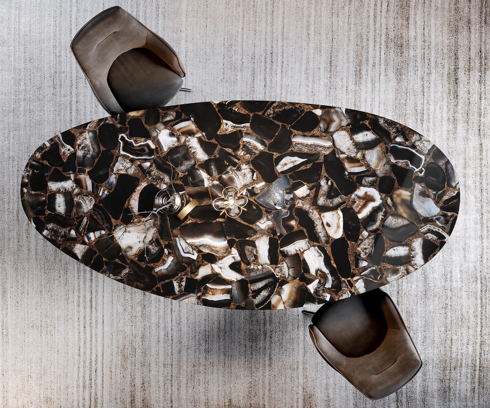 Jedálenský stôl Edge oválny 280x130 keramika Iris FMG Agatablack Cono metalická strieborná - Image 7