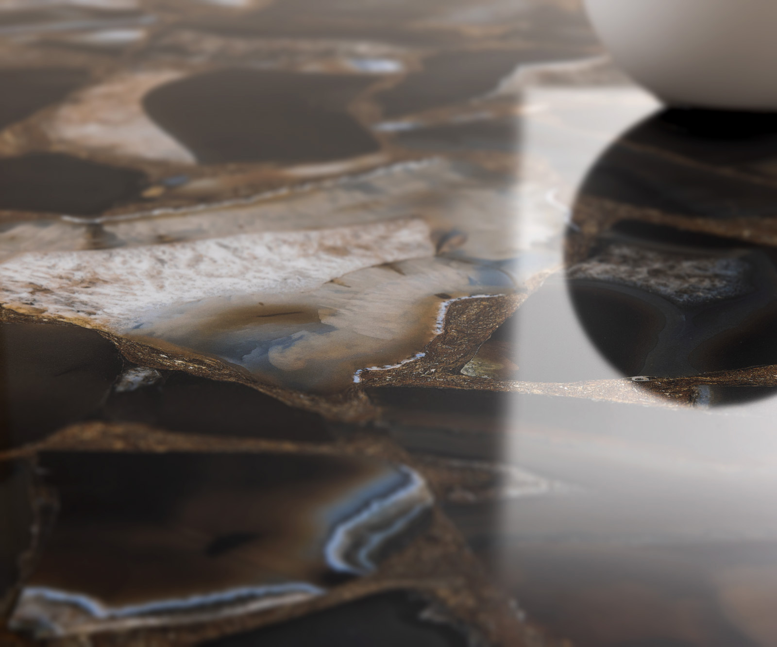 Jedálenský stôl Edge oválny 280x130 cm keramika Iris FMG Agatablack Infinity kov efektfinish titánová - Image 5