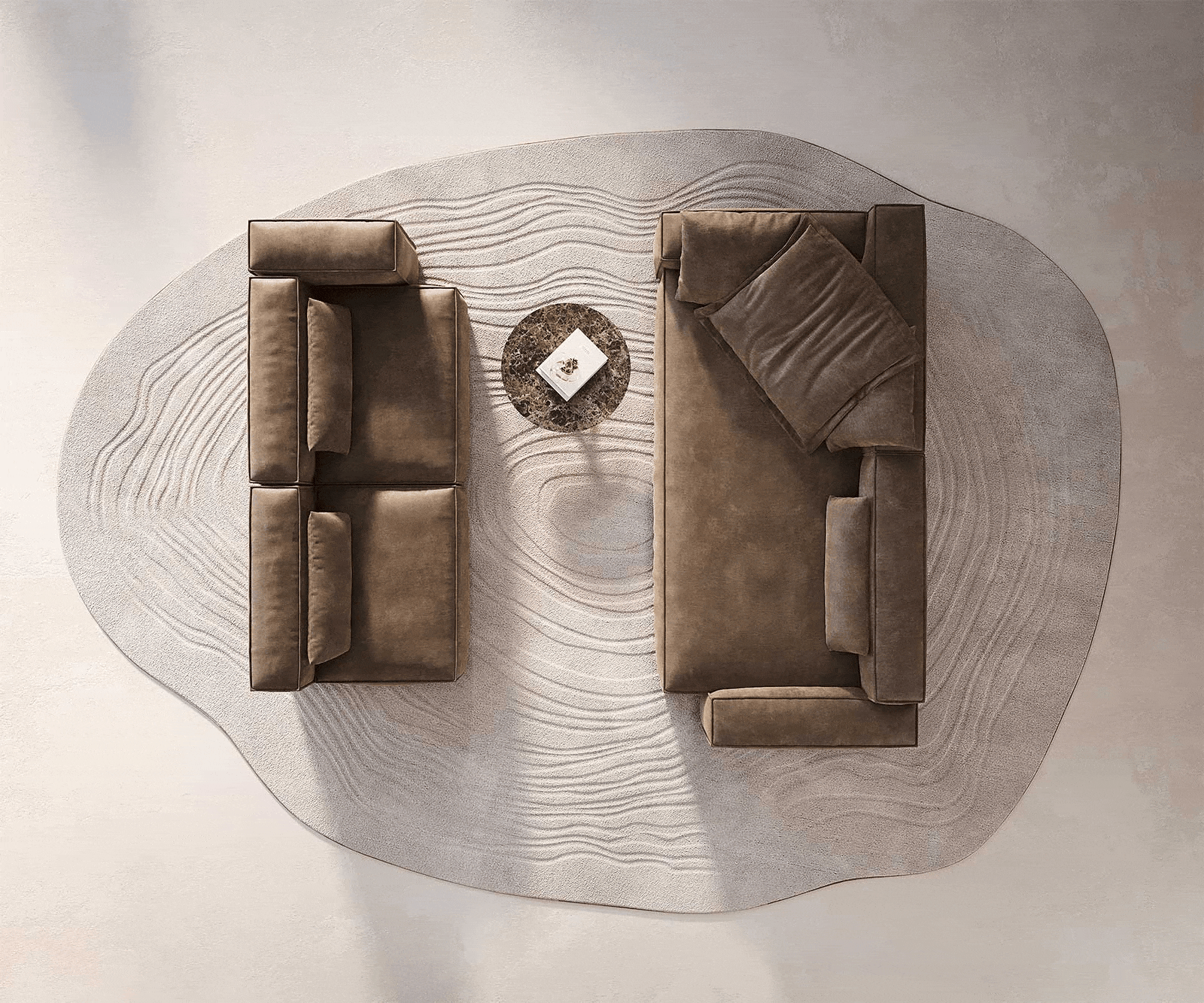 Pohovka v tvare "U" Freestyle 360x290 cm mikrovlákno taupe vintage lemovanie - Image 6