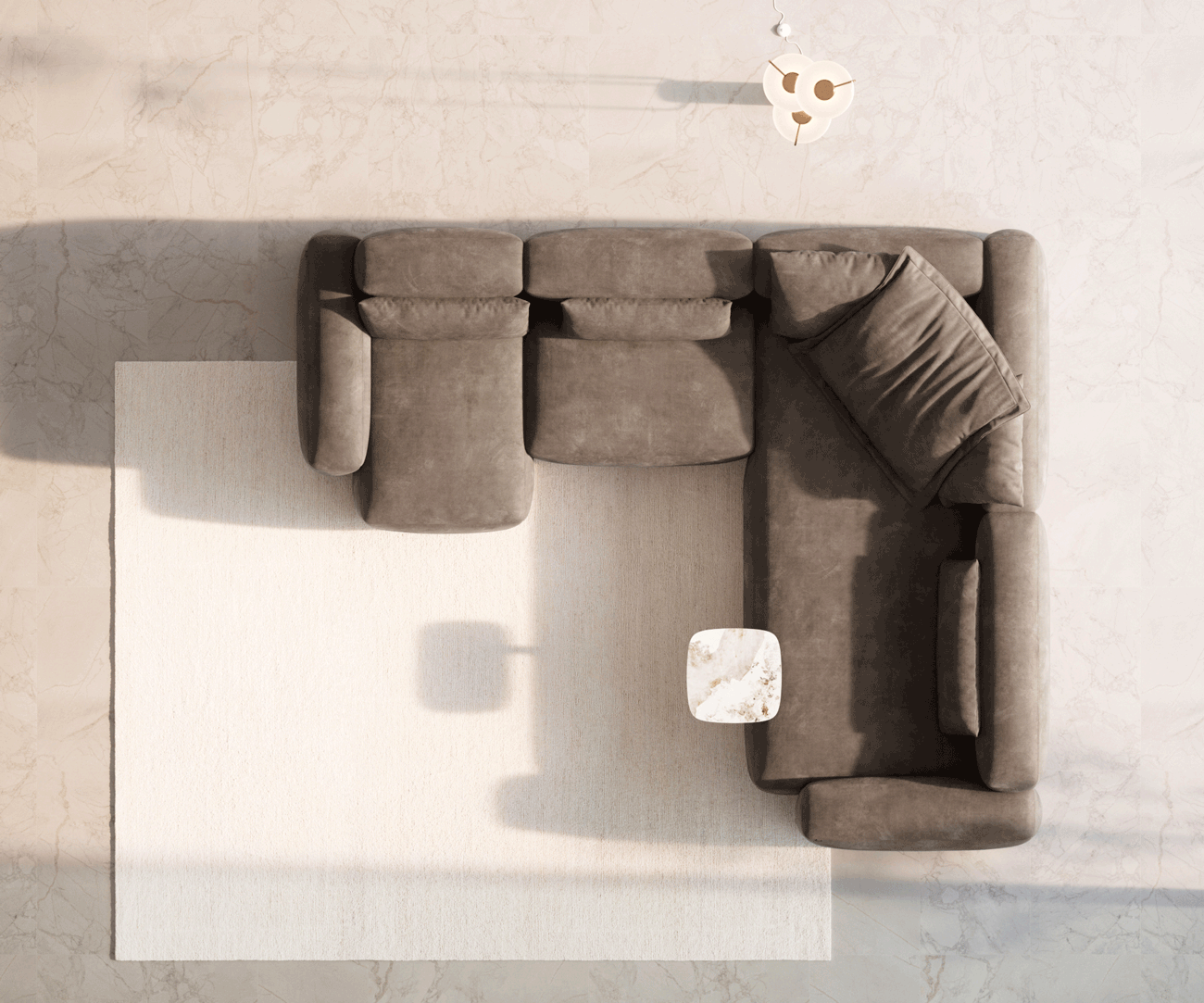 Pohovka v tvare "U" Freestyle 360x290 cm mikrovlákno taupe vintage prešívanie - Image 6