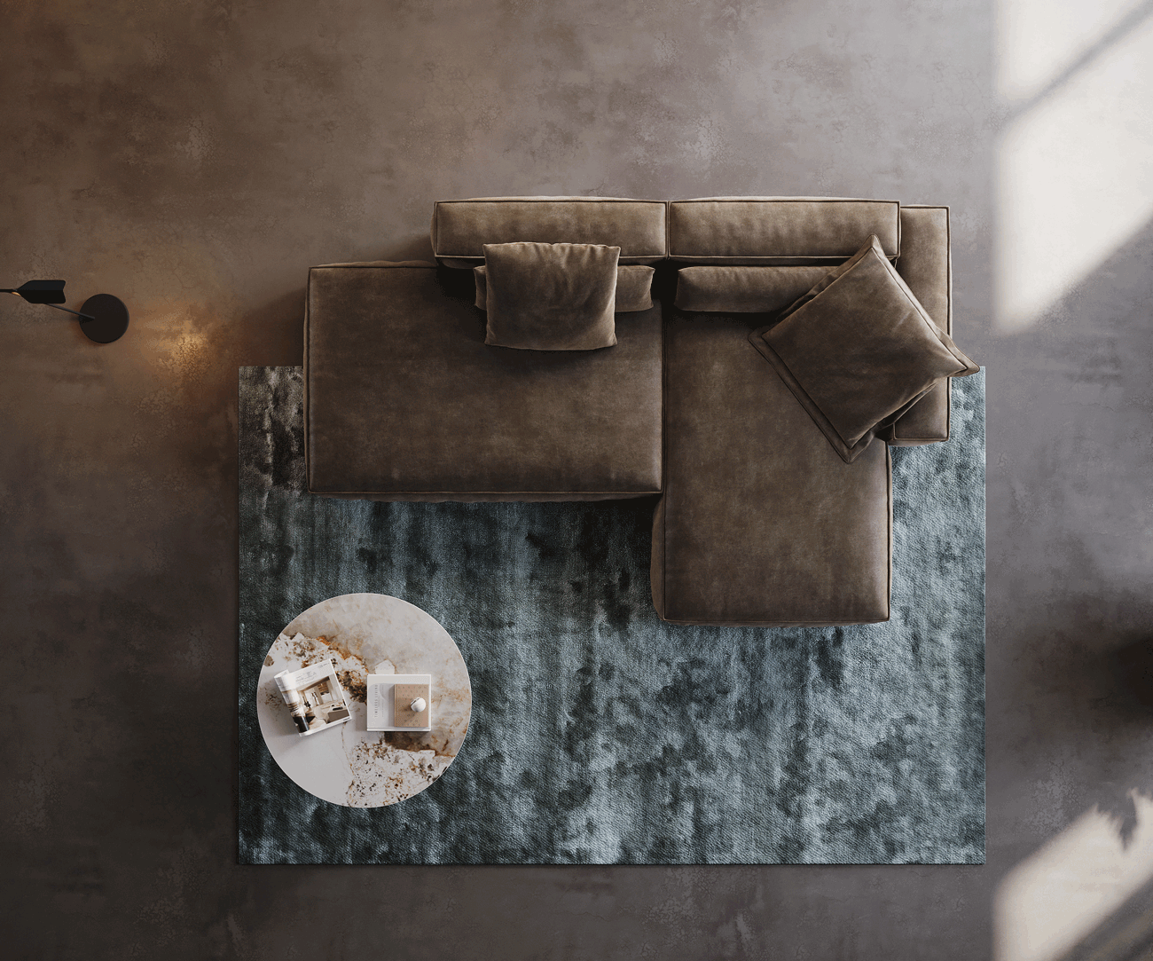 Rohová pohovka Freestyle 310x200 cm mikrovlákno taupe vintage lemovanie - Image 6