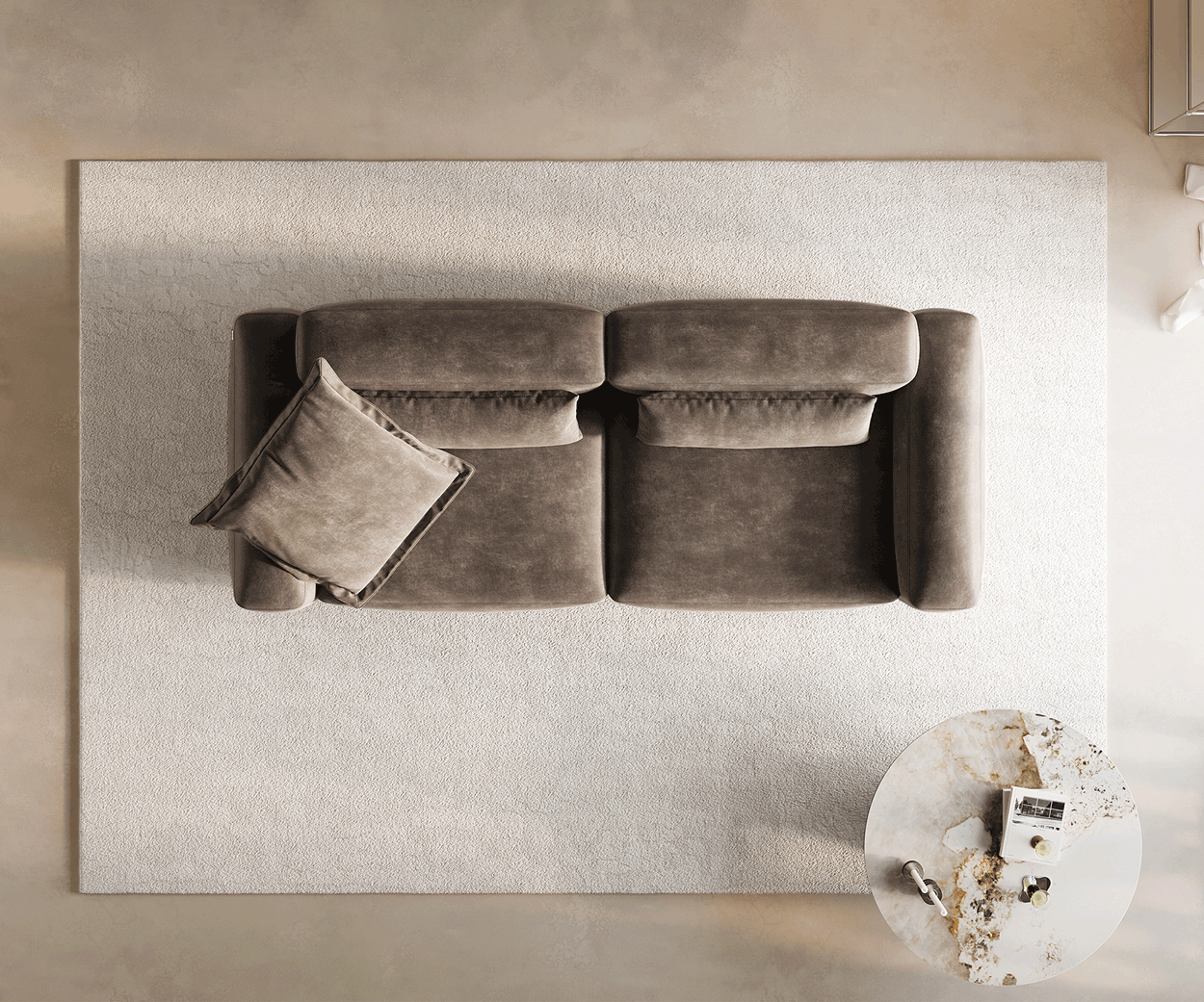 Veľká pohovka Freestyle 280x110 cm mikrovlákno taupe vintage prešívanie - Image 6