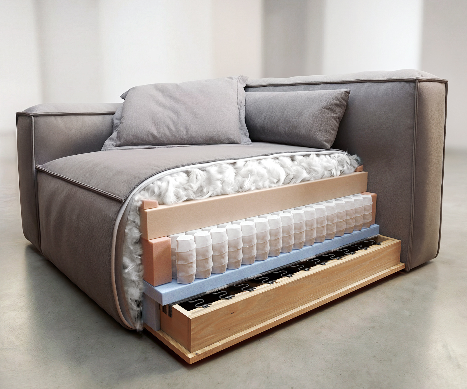 Veľká pohovka Freestyle 280x110 cm mikrovlákno taupe vintage prešívanie - Image 9