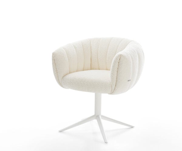 Jedálenská stolička Jada-Flex bouclé biela podstava biela 360° otočná hojdacia funkcia vrecková pružina