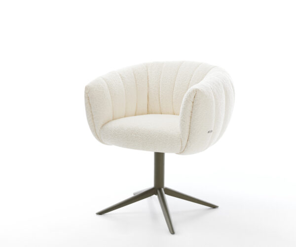 Jedálenská stolička Jada-Flex bouclé biela podstava titánová farba 360° otočný hojdacia funkcia vrecková pružina