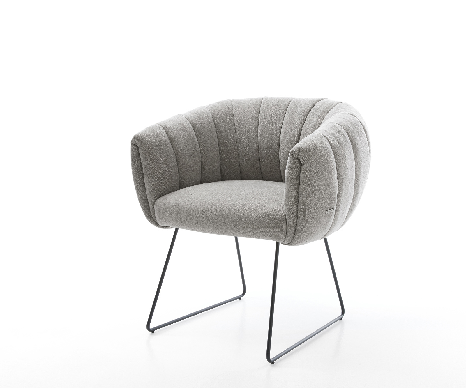 Jedálenská stolička Jada-Flex texturovaná látka mäkký sivá tenká podstava čierna vrecková pružina