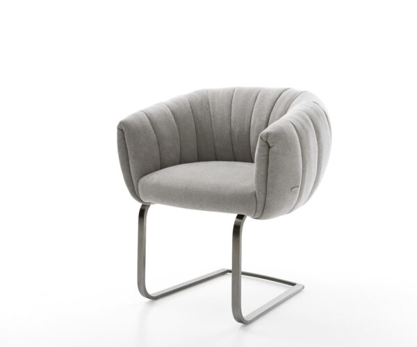 Konzolová jedálenská stolička Jada-Flex texturovaná látka mäkký sivá konzolová jedálenská stolička plochý grafit vrecková pružina