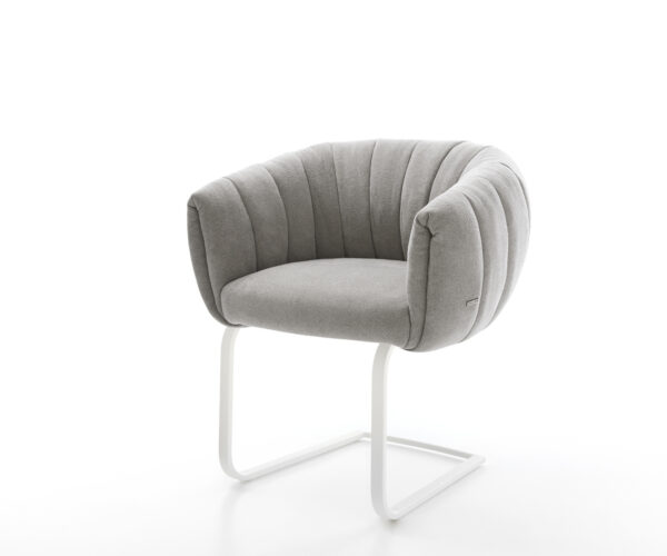 Konzolová jedálenská stolička Jada-Flex texturovaná látka mäkká sivá konzolová jedálenská stolička plochá biela vrecková pružina