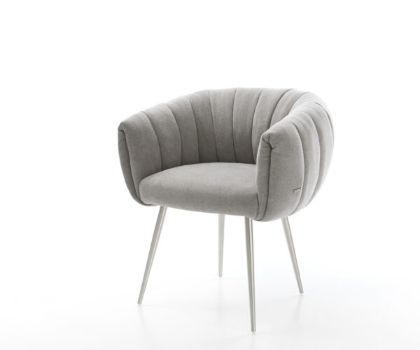 Jedálenská stolička Jada-Flex texturovaná látka mäkký sivá 4-nohá zúžená nerezová oceľ vrecková pružina