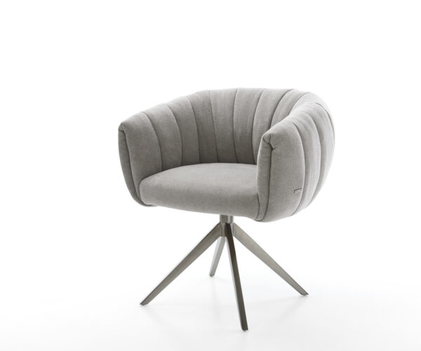 Jedálenská stolička Jada-Flex texturovaná látka mäkký sivá krížová podstava široká grafitová 360° otočná hojdacia funkcia vrecková pružina