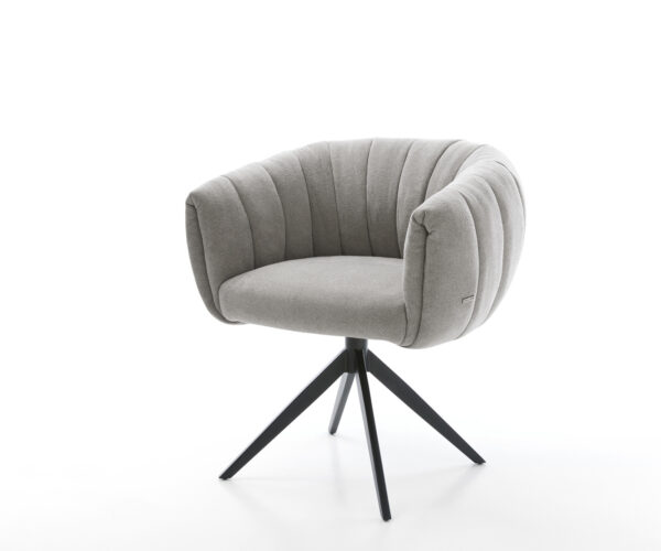 Jedálenská stolička Jada-Flex texturovaná látka mäkký sivá krížová podstava široká čierna 360° otočná hojdacia funkcia vrecková pružina