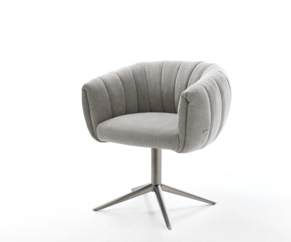 Jedálenská stolička Jada-Flex texturovaná látka mäkký sivá krížová podstava grafitová 360° otočná hojdacia funkcia vrecková pružina