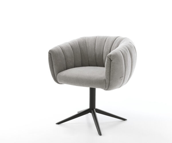 Jedálenská stolička Jada-Flex texturovaná látka mäkký sivá čierna krížová podstava 360° otočný hojdacia funkcia vrecková pružina