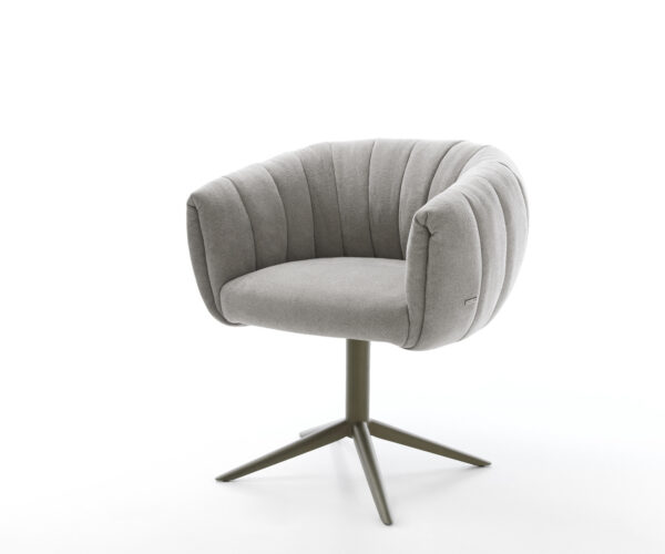 Jedálenská stolička Jada-Flex texturovaná látka mäkký sivá krížová podstava titánová farba 360° otočná hojdacia funkcia vrecková pružina