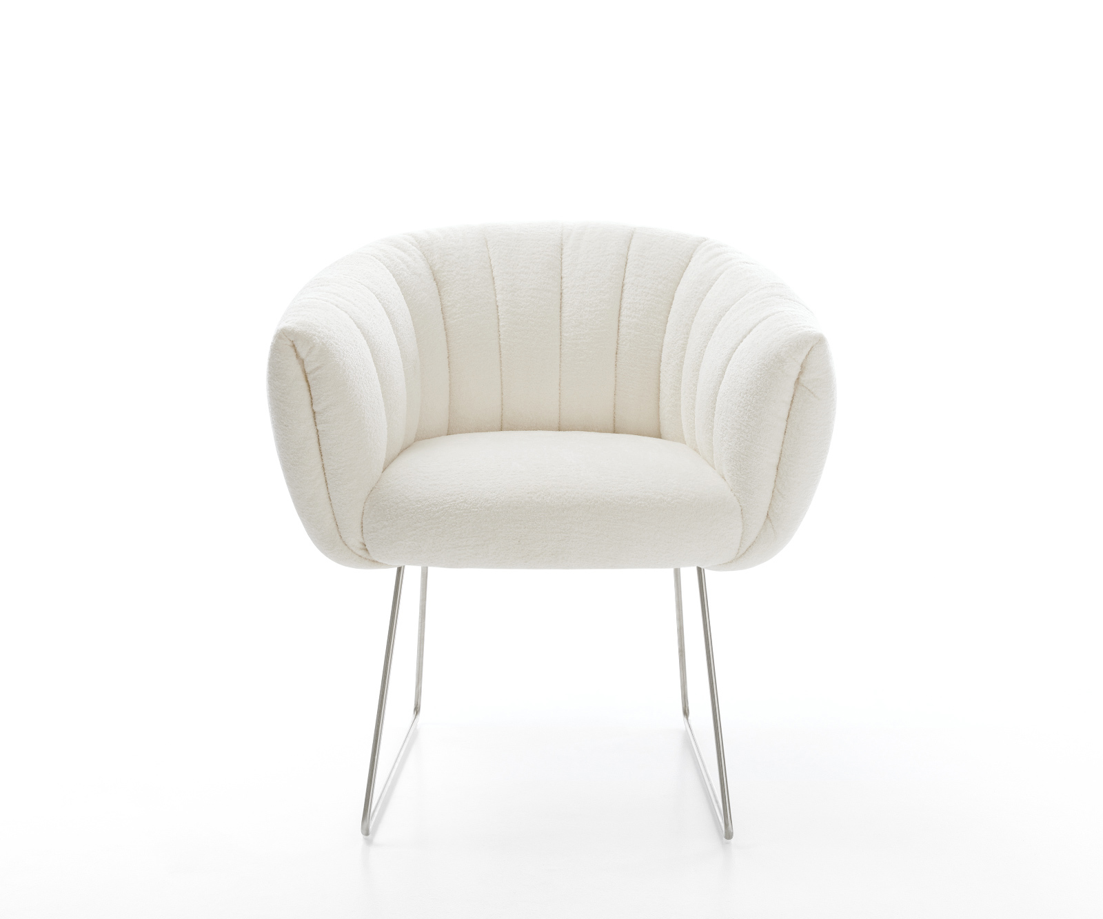 Jedálenská stolička Jada-Flex bouclé mäkký béžová tenká podstava nerezová oceľ vrecková pružina - Image 2