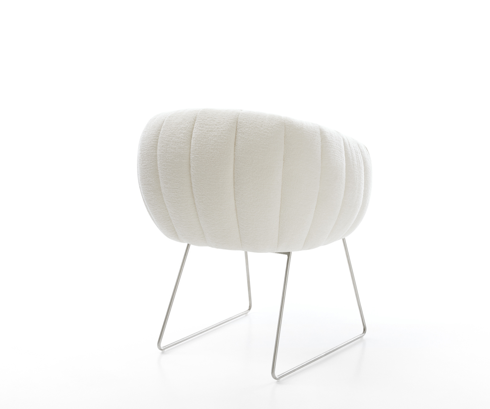 Jedálenská stolička Jada-Flex bouclé mäkký béžová tenká podstava nerezová oceľ vrecková pružina - Image 5