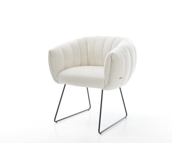 Jedálenská stolička Jada-Flex bouclé mäkký béžová tenká podstava čierna vrecková pružina