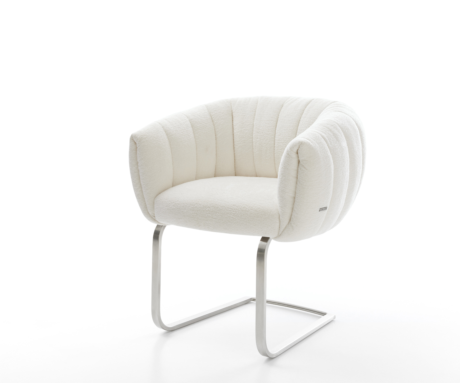 Konzolová jedálenská stolička Jada-Flex bouclé mäkký béžová konzolová jedálenská stolička plochá nerezová oceľ vrecková pružina