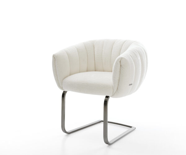 Konzolová jedálenská stolička Jada-Flex bouclé mäkký béžový konzolová jedálenská stolička plochý grafit vrecková pružina