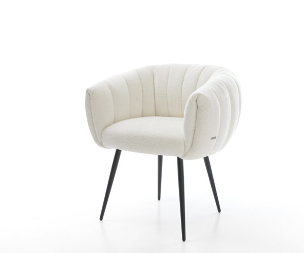 Jedálenská stolička Jada-Flex bouclé mäkký béžová 4-nohá zúžená čierna vrecková pružina