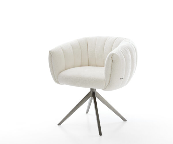 Jedálenská stolička Jada-Flex bouclé mäkký béžová krížová podstava široká grafitová 360° otočná hojdacia funkcia vrecková pružina