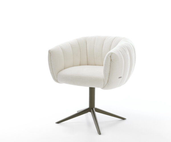 Jedálenská stolička Jada-Flex bouclé mäkký béžová podstava titánová farba 360° otočný hojdacia funkcia vrecková pružina