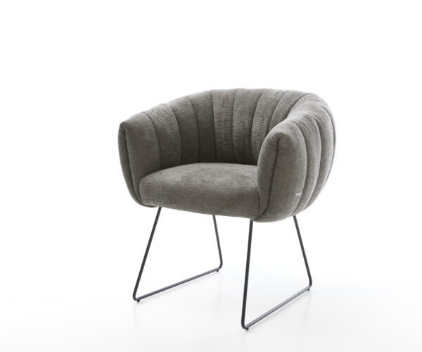 Jedálenská stolička Jada-Flex bouclé mäkký tmavobéžová tenká podstava čierna vrecková pružina