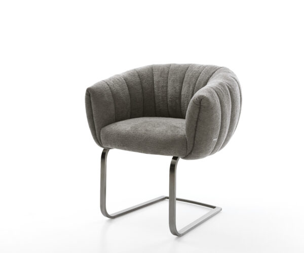 Konzolová jedálenská stolička Jada-Flex bouclé mäkký tmavobéžová konzolová jedálenská stolička plochý grafit vrecková pružina