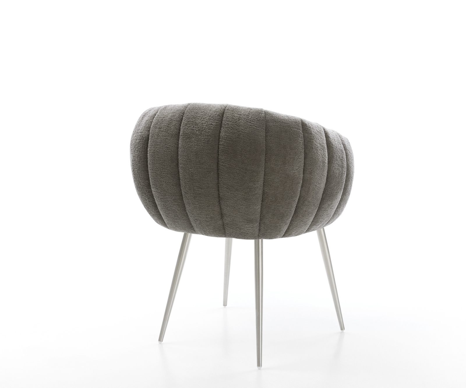 Jedálenská stolička Jada-Flex bouclé mäkký tmavobéžová 4-nohá zúžená nerezová oceľ vrecková pružina - Image 5