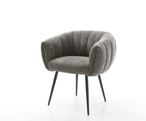 Jedálenská stolička Jada-Flex bouclé mäkký tmavobéžová 4-nohá zúžená čierna vrecková pružina