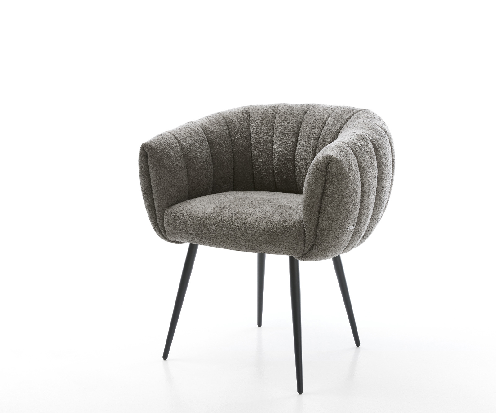 Jedálenská stolička Jada-Flex bouclé mäkký tmavobéžová 4-nohá zúžená čierna vrecková pružina