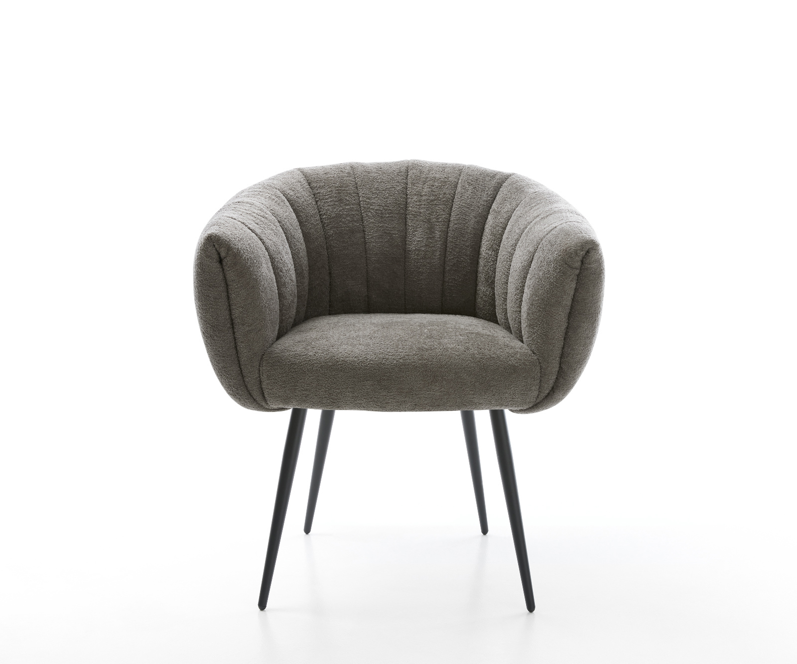 Jedálenská stolička Jada-Flex bouclé mäkký tmavobéžová 4-nohá zúžená čierna vrecková pružina - Image 2