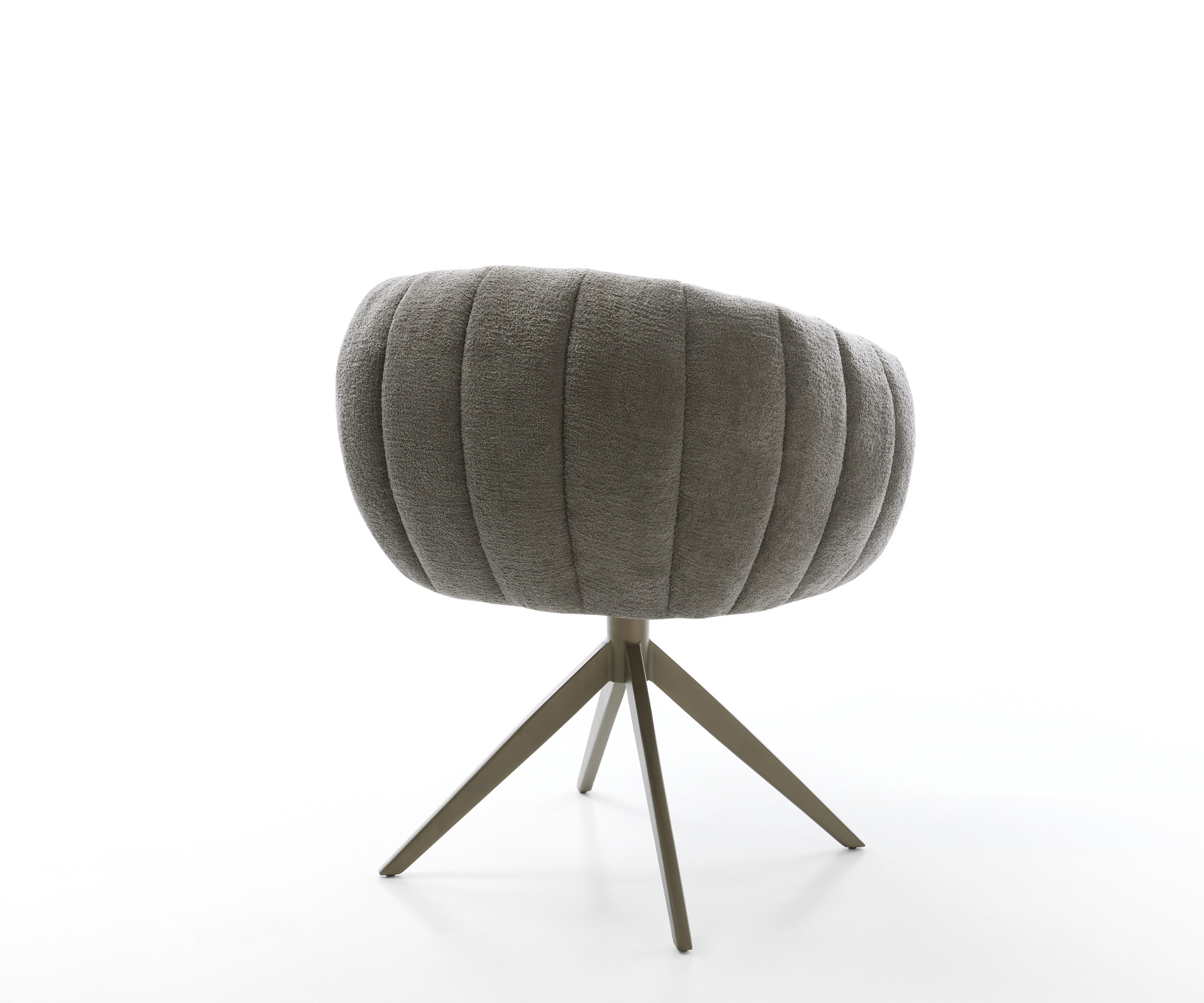 Jedálenská stolička Jada-Flex bouclé mäkký tmavobéžová krížová podstava široká titánová farba 360° otočná hojdacia funkcia vrecková pružina - Image 5