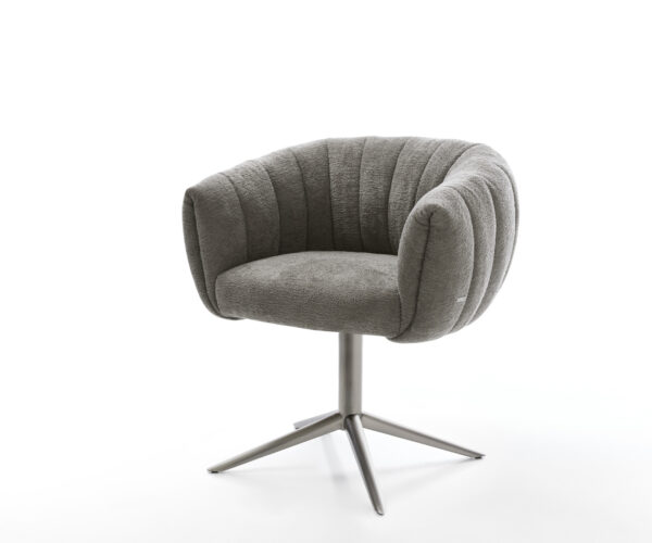 Jedálenská stolička Jada-Flex bouclé mäkký tmavobéžová krížová podstava grafitová 360° otočná hojdacia funkcia vrecková pružina