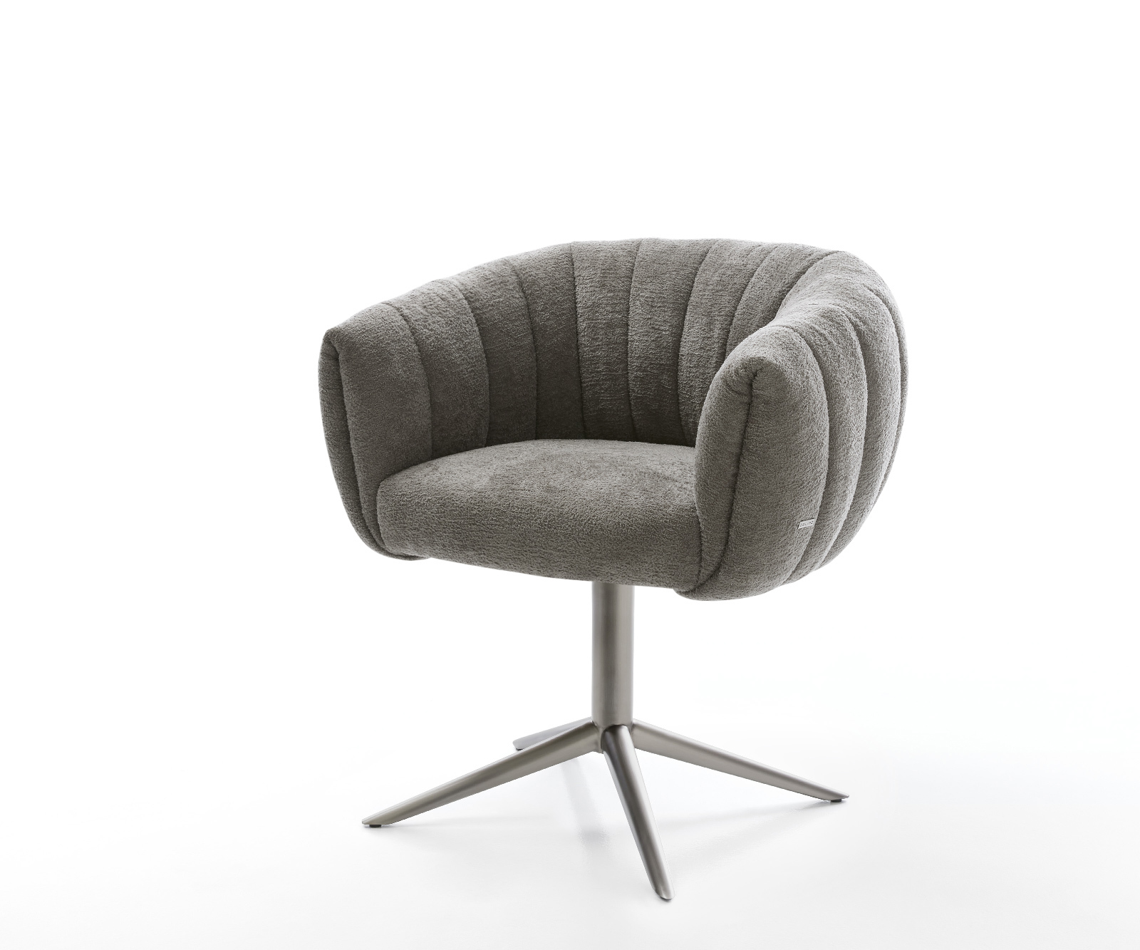 Jedálenská stolička Jada-Flex bouclé mäkký tmavobéžová krížová podstava grafitová 360° otočná hojdacia funkcia vrecková pružina