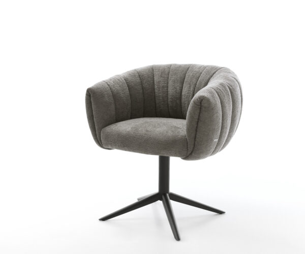 Jedálenská stolička Jada-Flex bouclé Soft tmavobéžová čierna krížová podstava 360° otočná hojdacia funkcia vrecková pružina