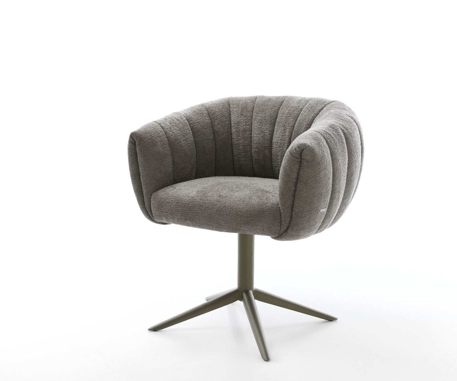 Jedálenská stolička Jada-Flex bouclé mäkký tmavobéžová podstava efektová titánová farba 360° otočný hojdacia funkcia vrecková pružina