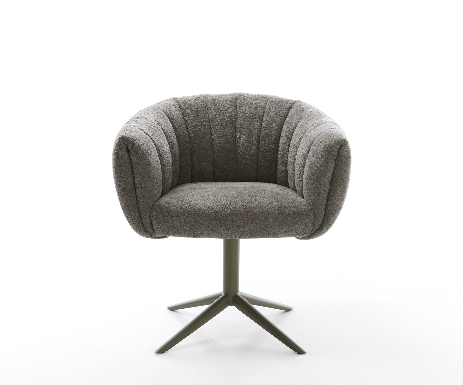 Jedálenská stolička Jada-Flex bouclé mäkký tmavobéžová podstava efektová titánová farba 360° otočný hojdacia funkcia vrecková pružina - Image 2