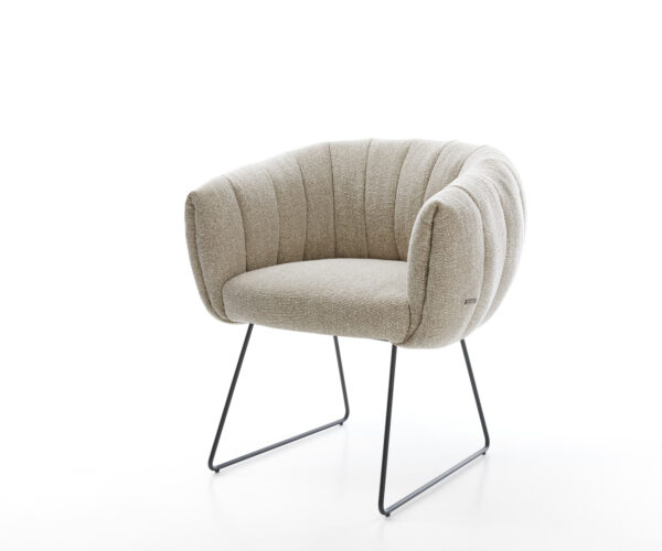 Jedálenská stolička Jada-Flex tkaná látka mäkký béžová tenká podstava čierna vrecková pružina