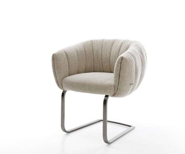 Konzolová jedálenská stolička Jada-Flex tkaná látka mäkká béžová konzolová jedálenská stolička plochá grafitová vrecková pružina