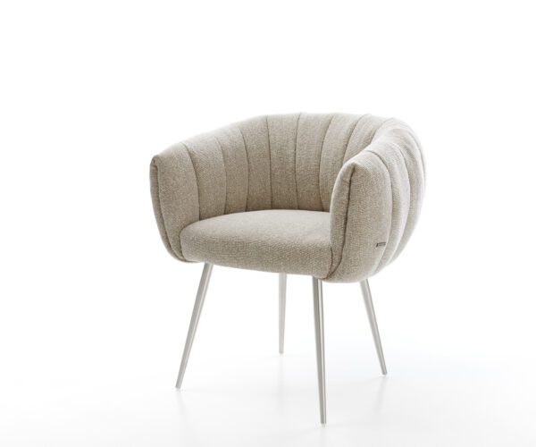 Jedálenská stolička Jada-Flex tkaná látka mäkký béžová 4-nohá zúžená nerezová oceľ vrecková pružina