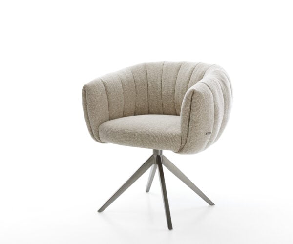 Jedálenská stolička Jada-Flex tkaná látka mäkká béžová krížová podstava široká grafitová 360° otočná hojdacia funkcia vrecková pružina