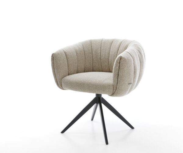 Jedálenská stolička Jada-Flex tkaná látka mäkká béžová krížová podstava široká čierna 360° otočná hojdacia funkcia vrecková pružina