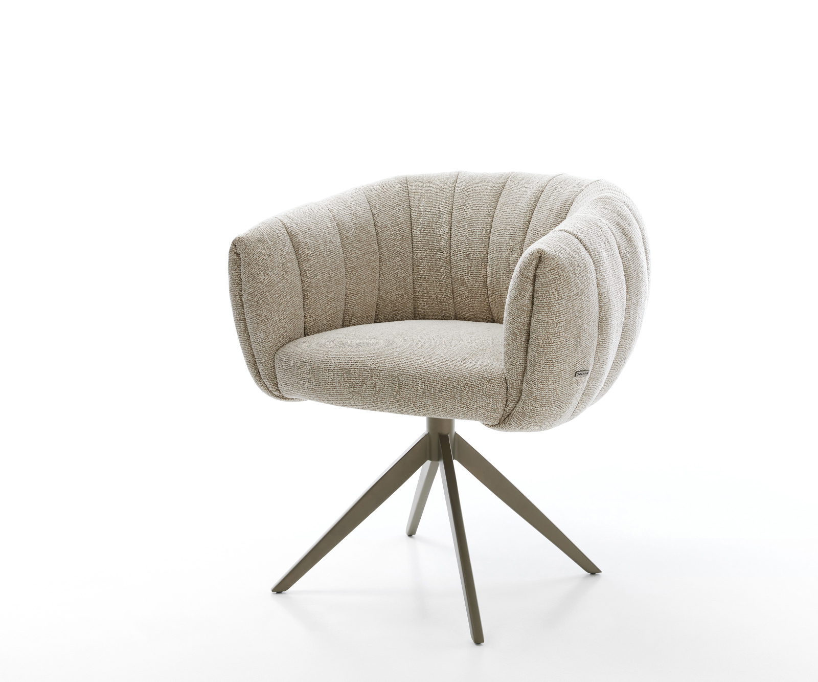 Jedálenská stolička Jada-Flex tkaná látka mäkká béžová krížová podstava široká titánová farba 360° otočná hojdacia funkcia vrecková pružina