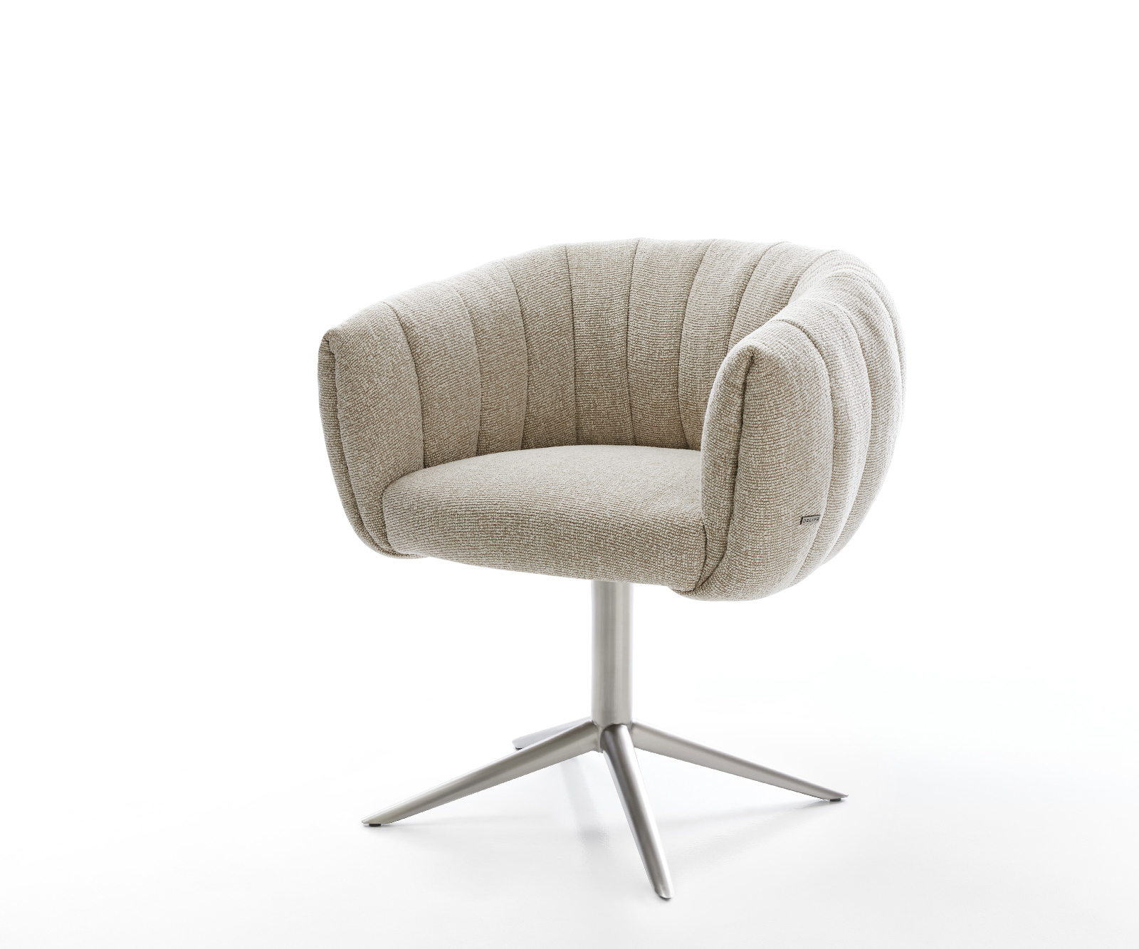 Jedálenská stolička Jada-Flex tkanina mäkká béžová kovová podstava nerezová oceľ 360° otočný hojdacia funkcia vrecková pružina